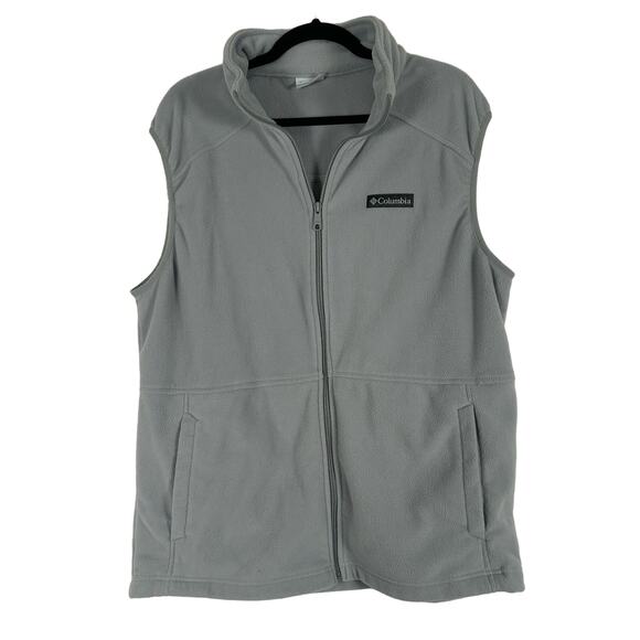 Columbia Men Fleece Vest Full Zip Gray Large Casual Pockets Hiking Outdoor - Picture 1 of 4